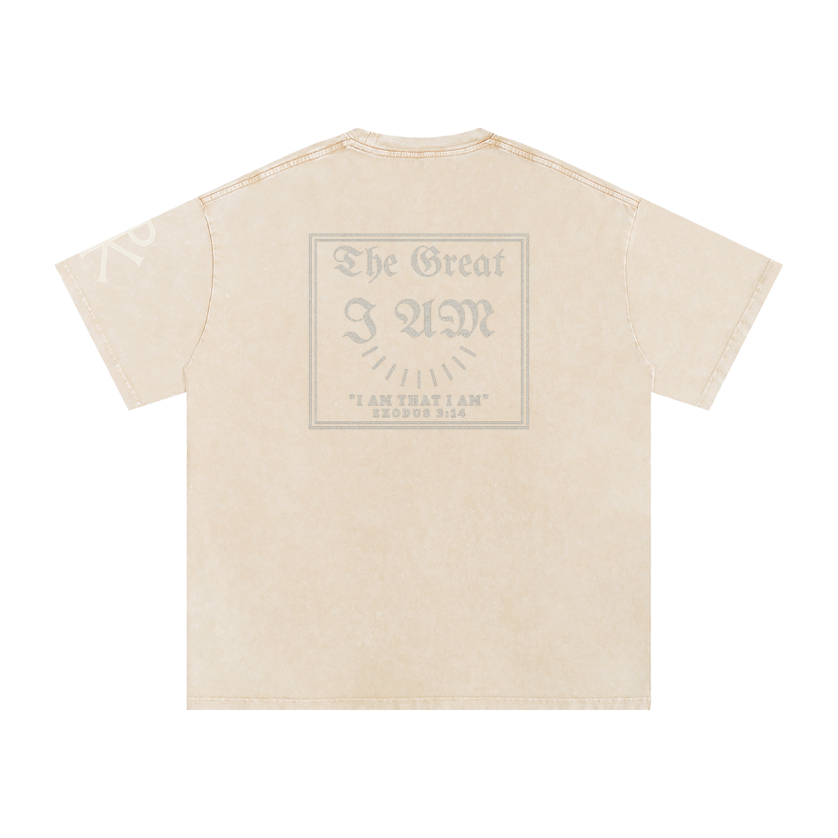 The Great I AM God in Flesh Christian t-shirt, Apricot, back with Exodus 3:14