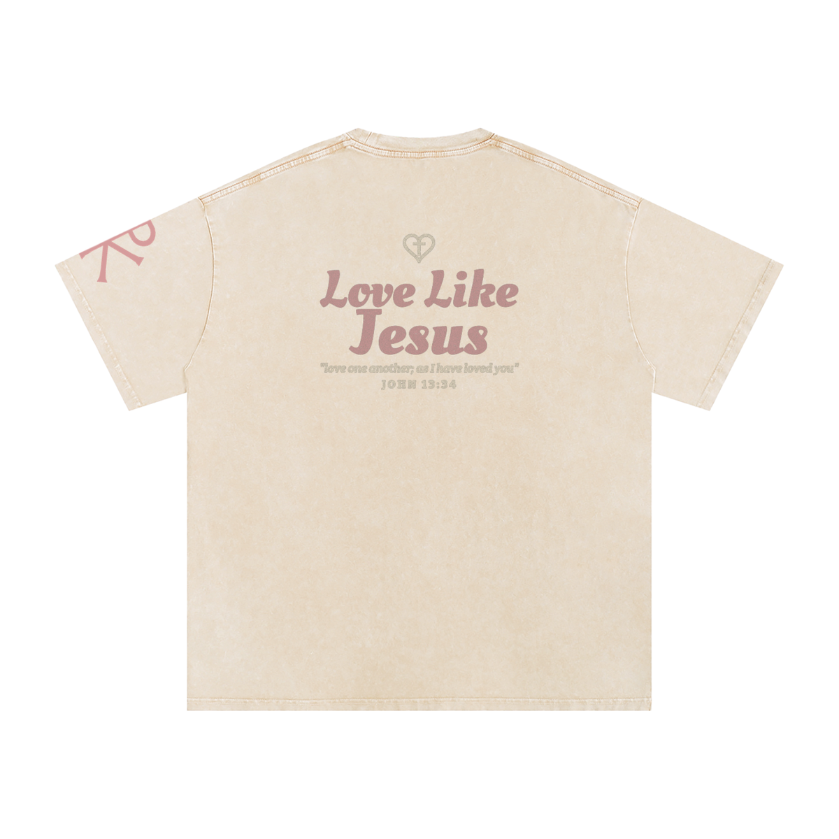 Love Like Jesus God in Flesh Christian t-shirt, Apricot, back with John 13:34
