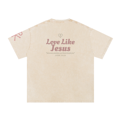 Love Like Jesus God in Flesh Christian t-shirt, Apricot, back with John 13:34