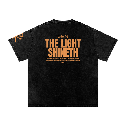 The Light Shineth God in Flesh Christian t-shirt, Black, back with John 1:5