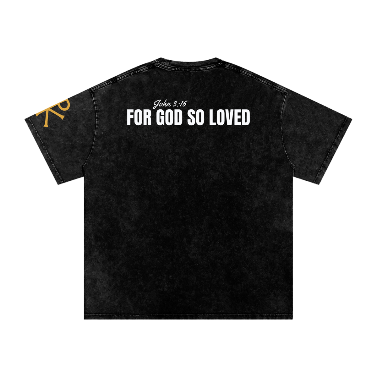 For God So Loved God in Flesh Christian t-shirt, Black, back with John 3:16