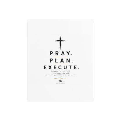 Pray. Plan. Execute. Metal Wall Sign — Inspirational Christian Home Decor