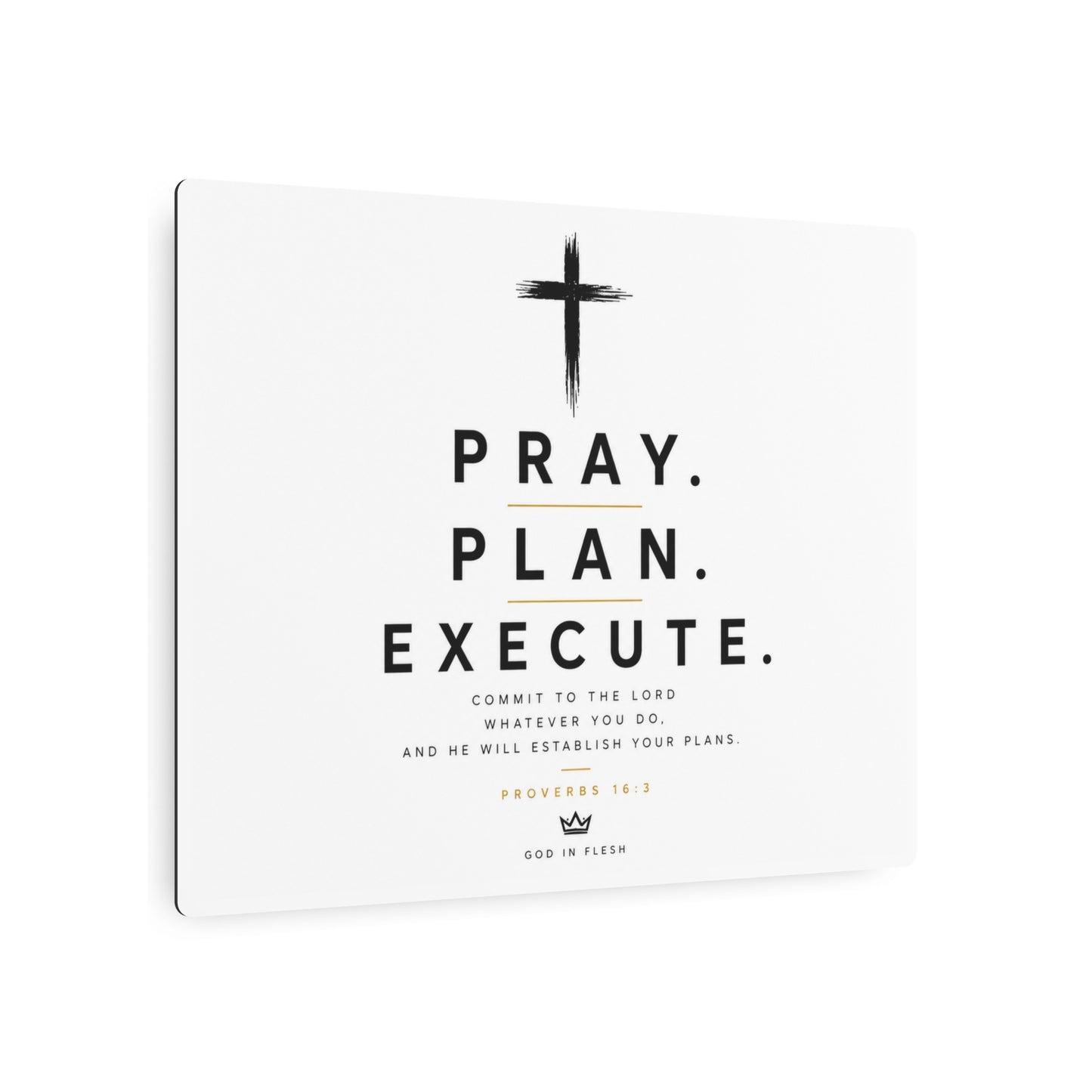 Pray. Plan. Execute. Metal Wall Sign — Inspirational Christian Home Decor