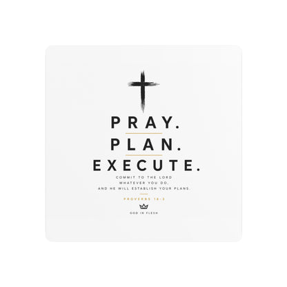 Pray. Plan. Execute. Metal Wall Sign — Inspirational Christian Home Decor