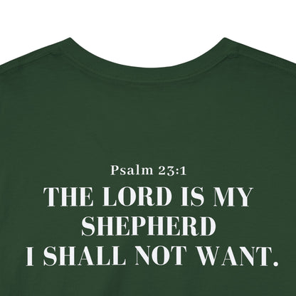 GodinFlesh Psalm 23 Tee – “The Lord Is My Shepherd, I Shall Not Want” Christian T‑Shirt