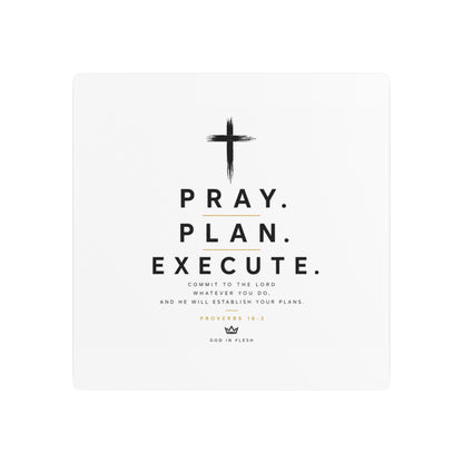 Pray. Plan. Execute. Metal Wall Sign — Inspirational Christian Home Decor