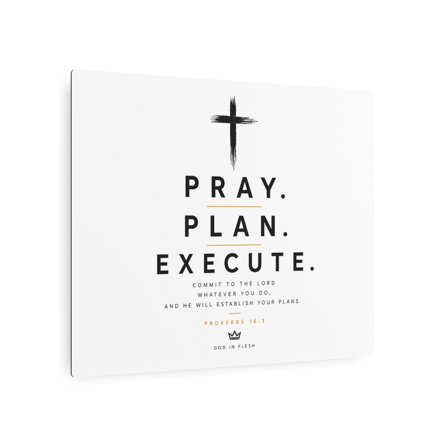 Pray. Plan. Execute. Metal Wall Sign — Inspirational Christian Home Decor