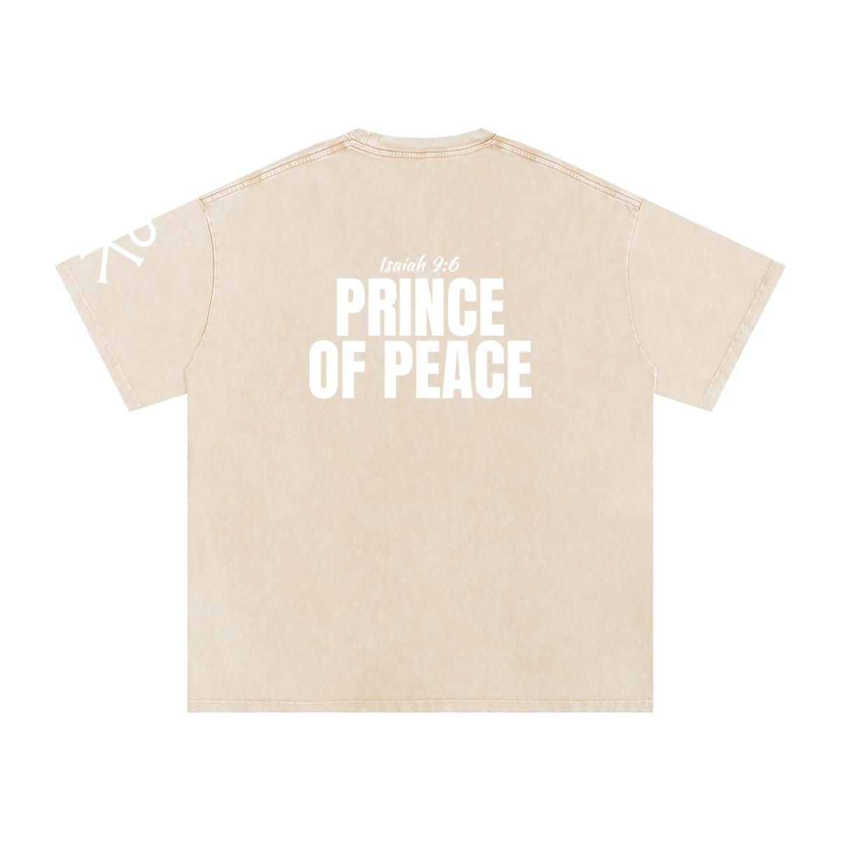 Prince of Peace God in Flesh Christian t-shirt, Apricot, back with Isaiah 9:6