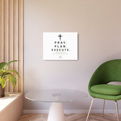 Pray. Plan. Execute. Metal Wall Sign — Inspirational Christian Home Decor
