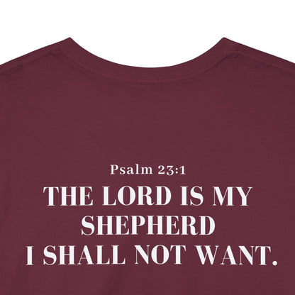 GodinFlesh Psalm 23 Tee – “The Lord Is My Shepherd, I Shall Not Want” Christian T‑Shirt