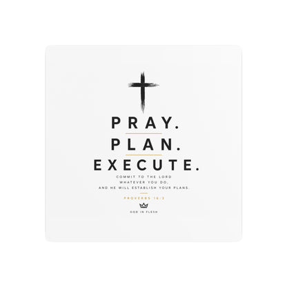 Pray. Plan. Execute. Metal Wall Sign — Inspirational Christian Home Decor