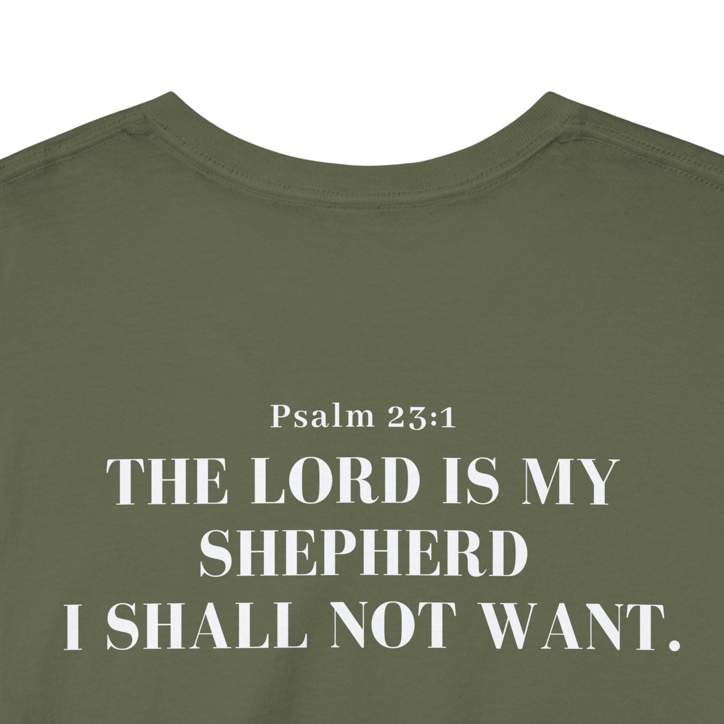 GodinFlesh Psalm 23 Tee – “The Lord Is My Shepherd, I Shall Not Want” Christian T‑Shirt