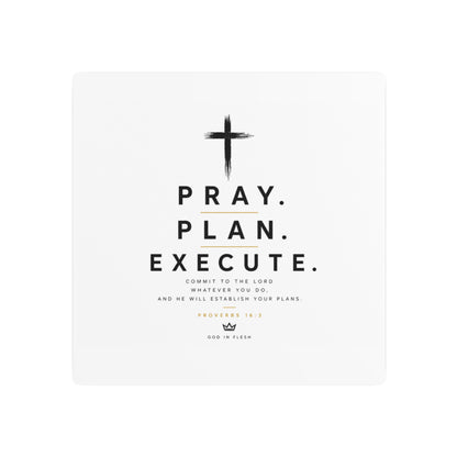 Pray. Plan. Execute. Metal Wall Sign — Inspirational Christian Home Decor
