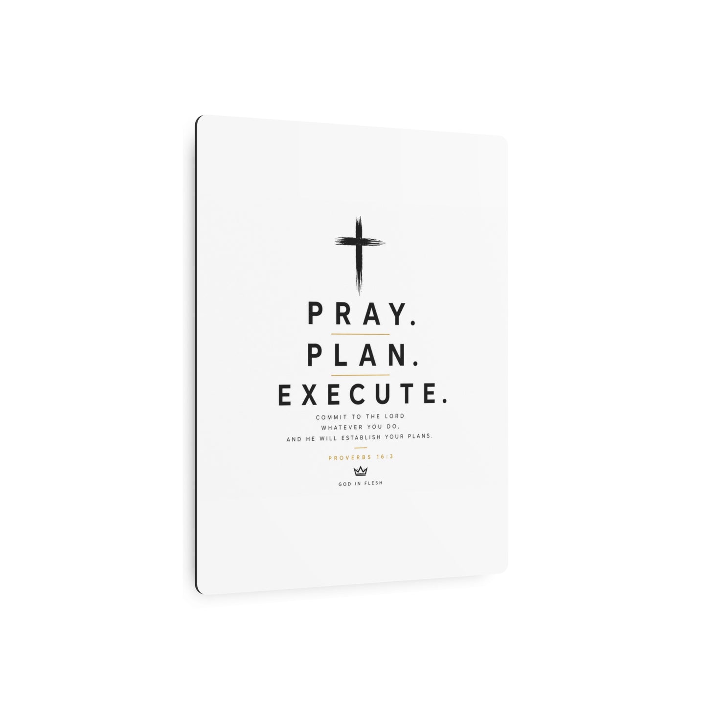 Pray. Plan. Execute. Metal Wall Sign — Inspirational Christian Home Decor