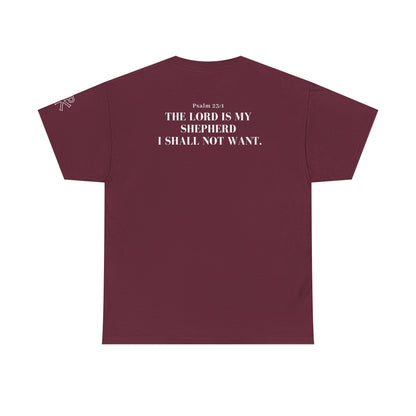 GodinFlesh Psalm 23 Tee – “The Lord Is My Shepherd, I Shall Not Want” Christian T‑Shirt