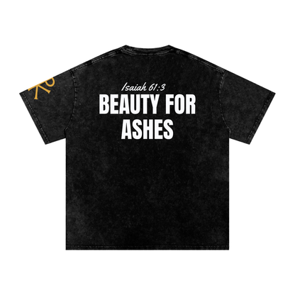 Beauty for Ashes God in Flesh Christian t-shirt, Black, back with Isaiah 61:3