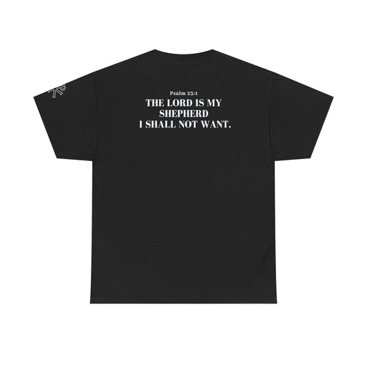 GodinFlesh Psalm 23 Tee – “The Lord Is My Shepherd, I Shall Not Want” Christian T‑Shirt
