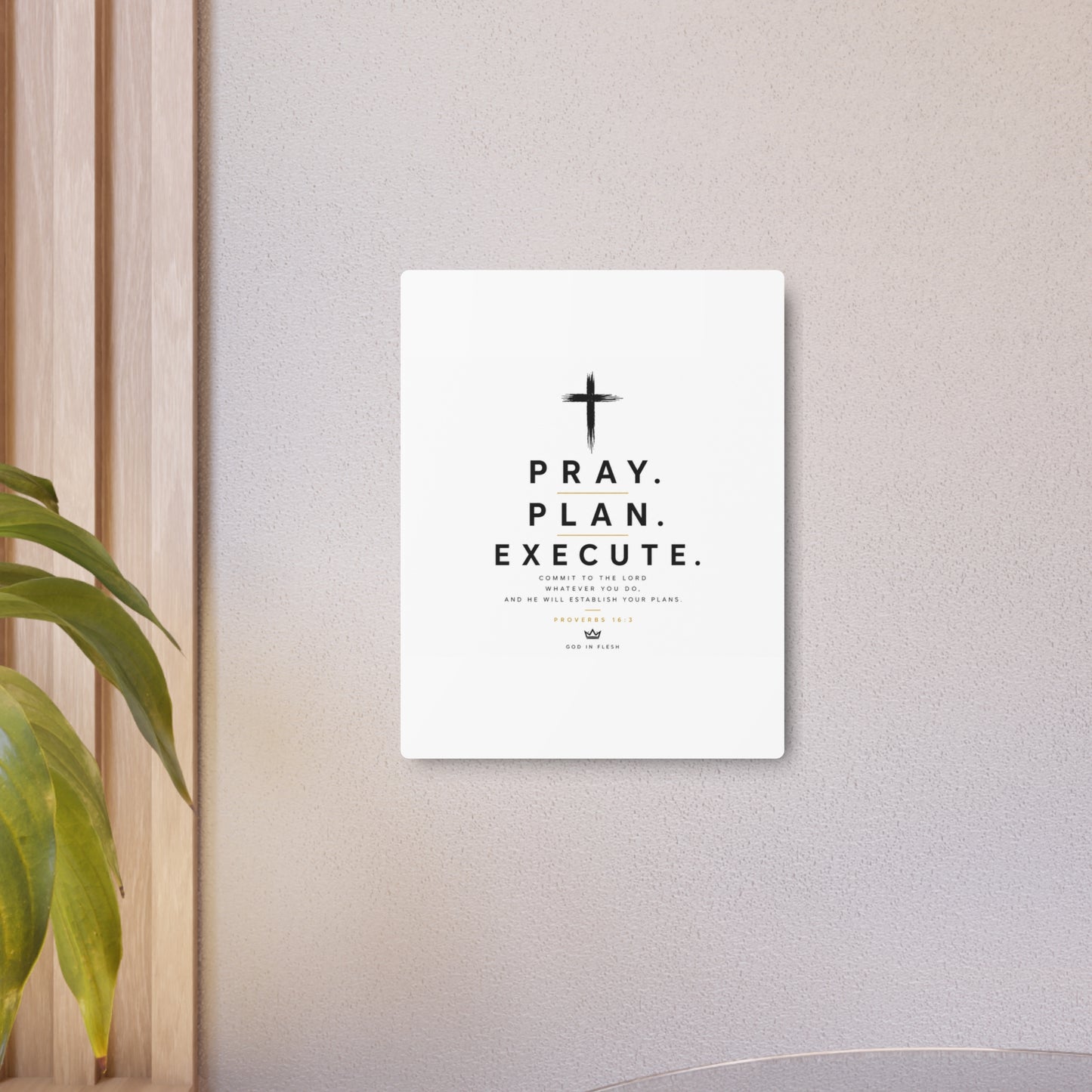 Pray. Plan. Execute. Metal Wall Sign — Inspirational Christian Home Decor