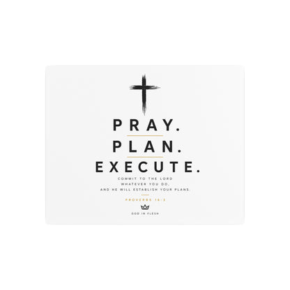 Pray. Plan. Execute. Metal Wall Sign — Inspirational Christian Home Decor