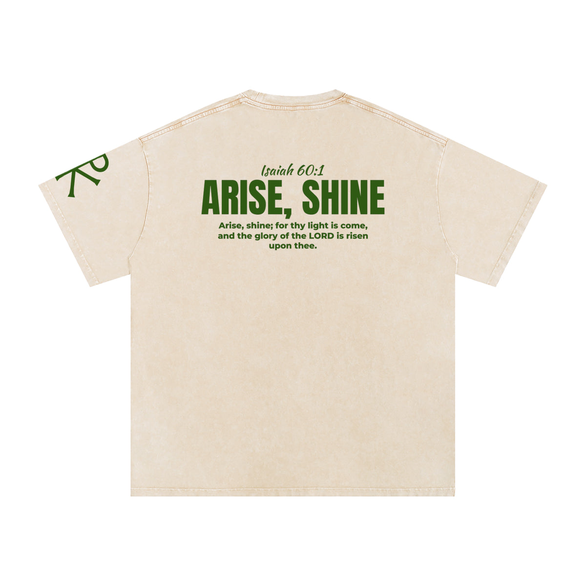 Arise, Shine God in Flesh Christian t-shirt, Apricot, back with Isaiah 60:1