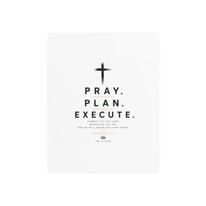 Pray. Plan. Execute. Metal Wall Sign — Inspirational Christian Home Decor