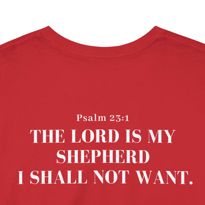 GodinFlesh Psalm 23 Tee – “The Lord Is My Shepherd, I Shall Not Want” Christian T‑Shirt