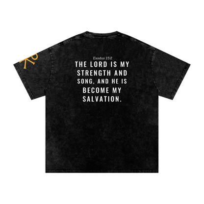 The Lord Is My Strength and Song God in Flesh Christian t-shirt, Black, back with Exodus 15:2