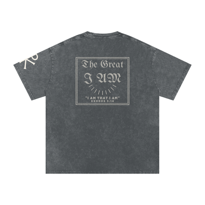 The Great I AM God in Flesh Christian t-shirt, Pirate Gray, back with Exodus 3:14