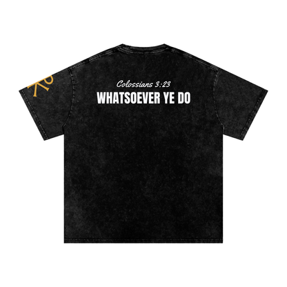 Whatsoever Ye Do God in Flesh Christian t-shirt, Black, back with Colossians 3:23