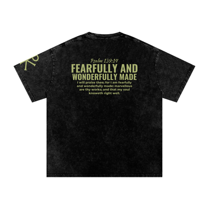 Fearfully and Wonderfully Made God in Flesh Christian t-shirt, Black, back with Psalm 139:14