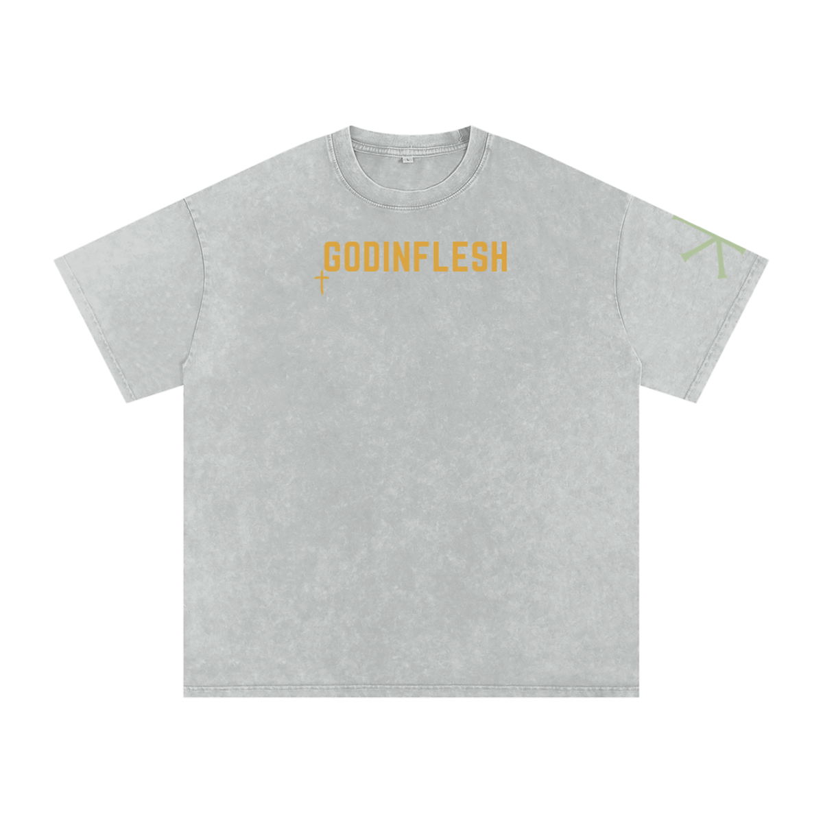My Grace Is Sufficient God in Flesh Christian t-shirt, Light Gray, front with 2 Corinthians 12:9