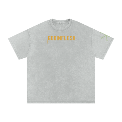 My Grace Is Sufficient God in Flesh Christian t-shirt, Light Gray, front with 2 Corinthians 12:9