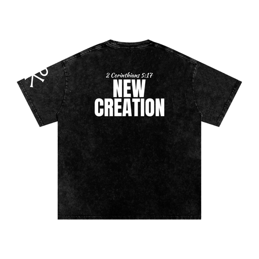 New Creation God in Flesh Christian t-shirt, Black, back with 2 Corinthians 5:17