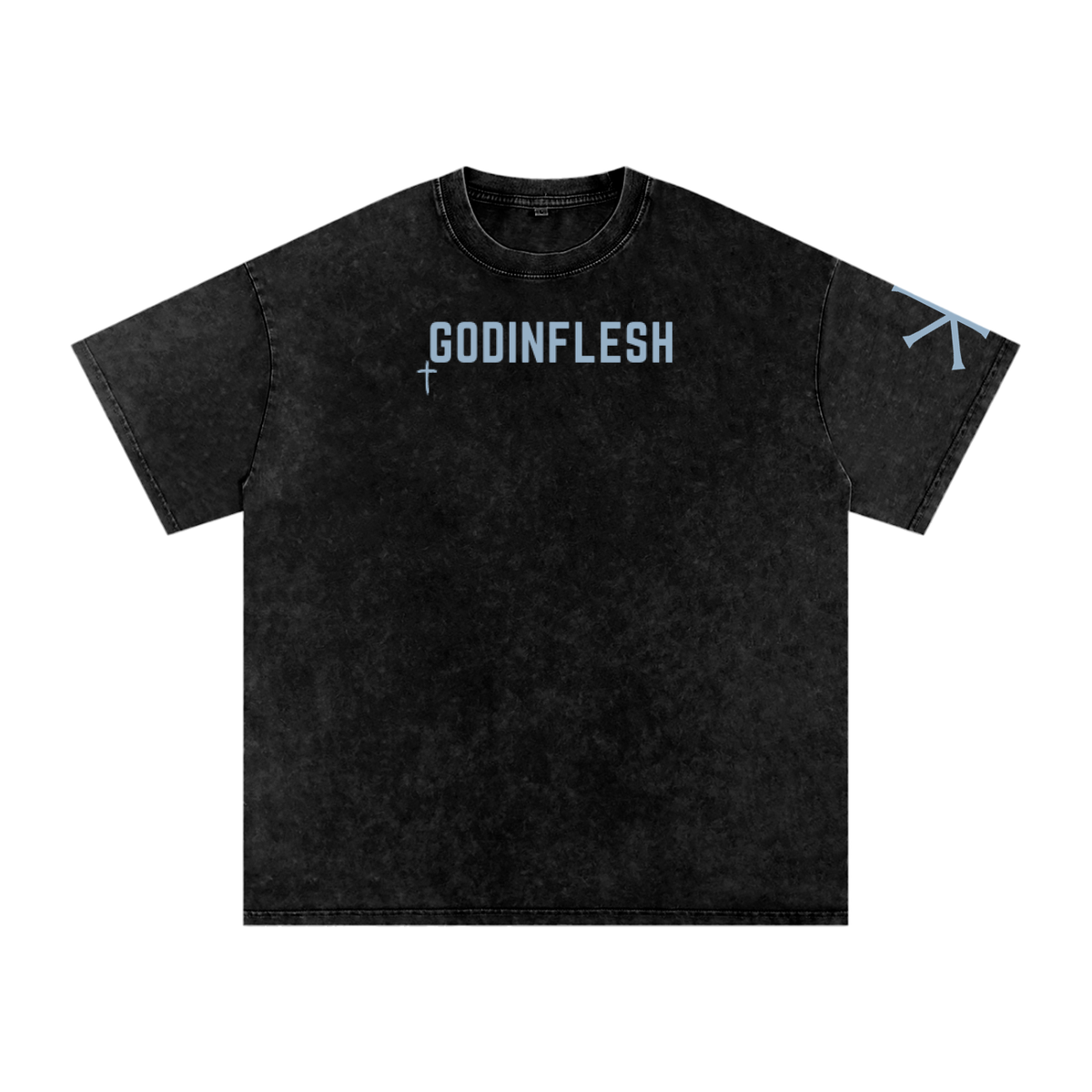God With Us God in Flesh Christian t-shirt, Black, front with Matthew 28:20