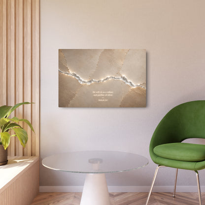 Metal Art Sign — Isaiah 40:31 Inspirational Wall Plaque, Neutral Marble Crack Design