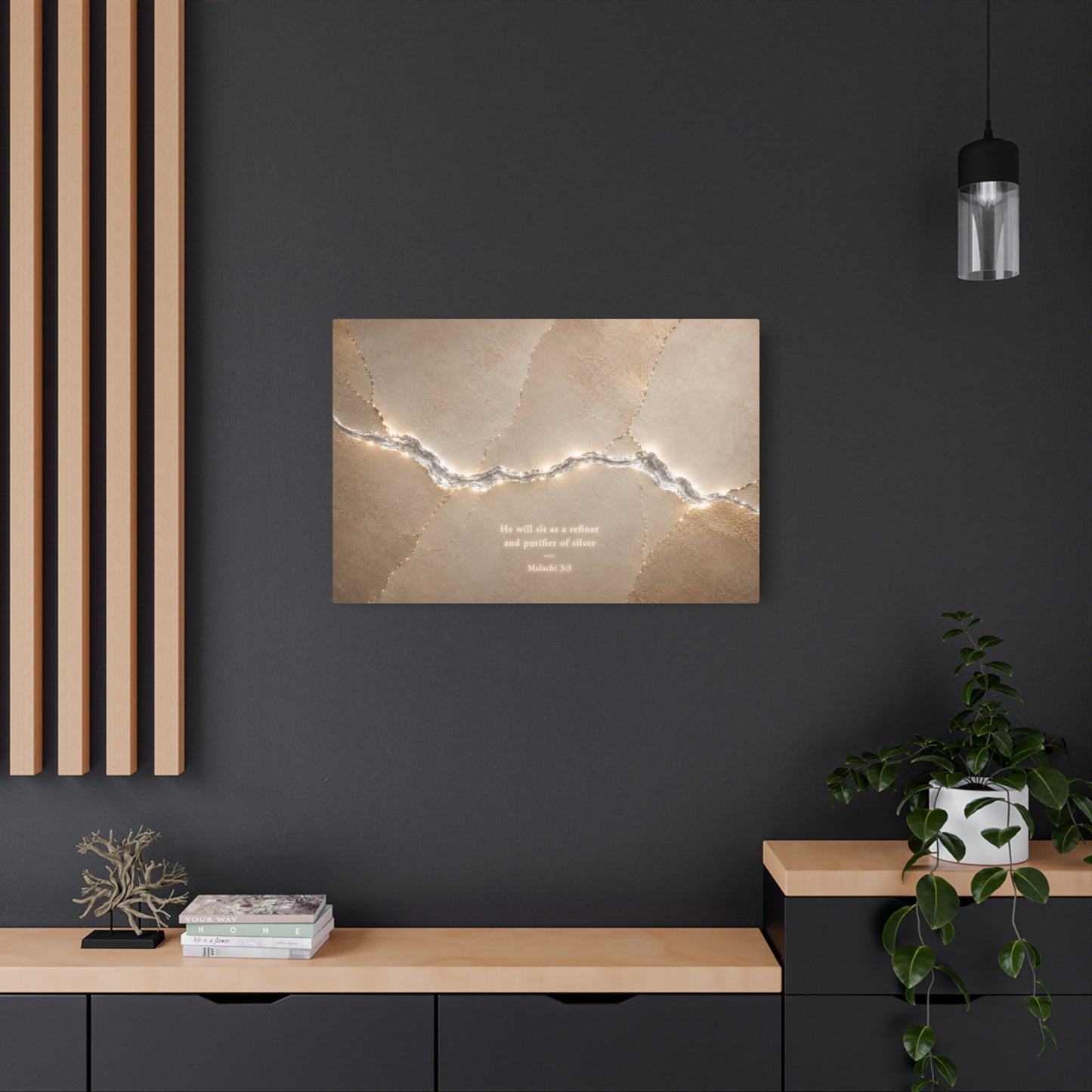 Metal Art Sign — Isaiah 40:31 Inspirational Wall Plaque, Neutral Marble Crack Design