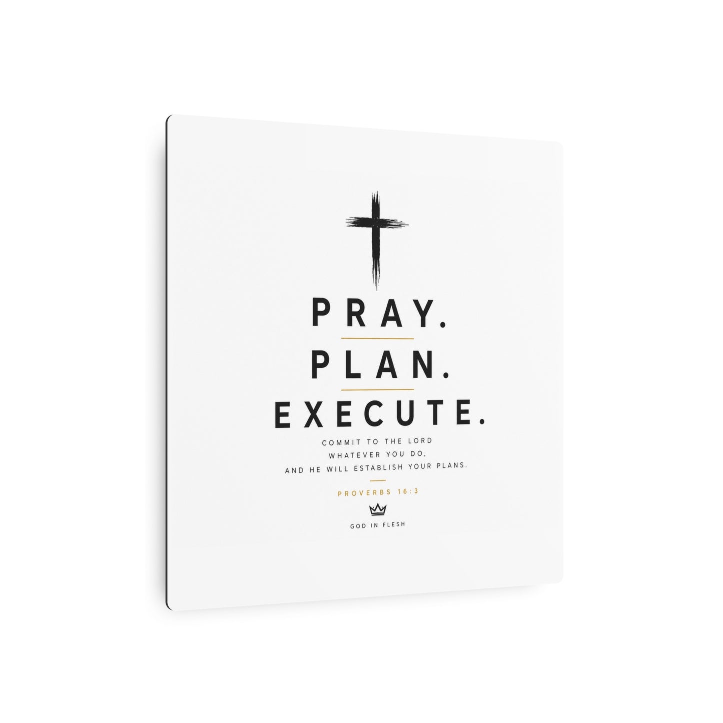Pray. Plan. Execute. Metal Wall Sign — Inspirational Christian Home Decor