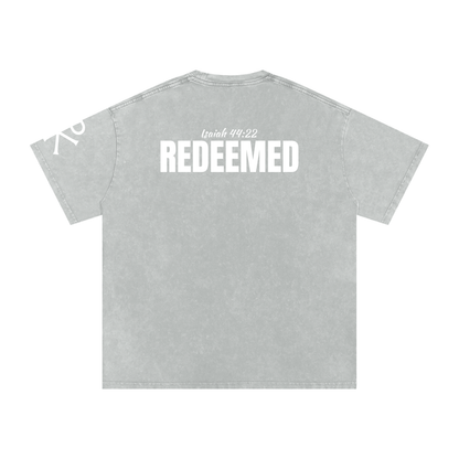 Redeemed God in Flesh Christian t-shirt, Light Gray, back with Isaiah 44:22