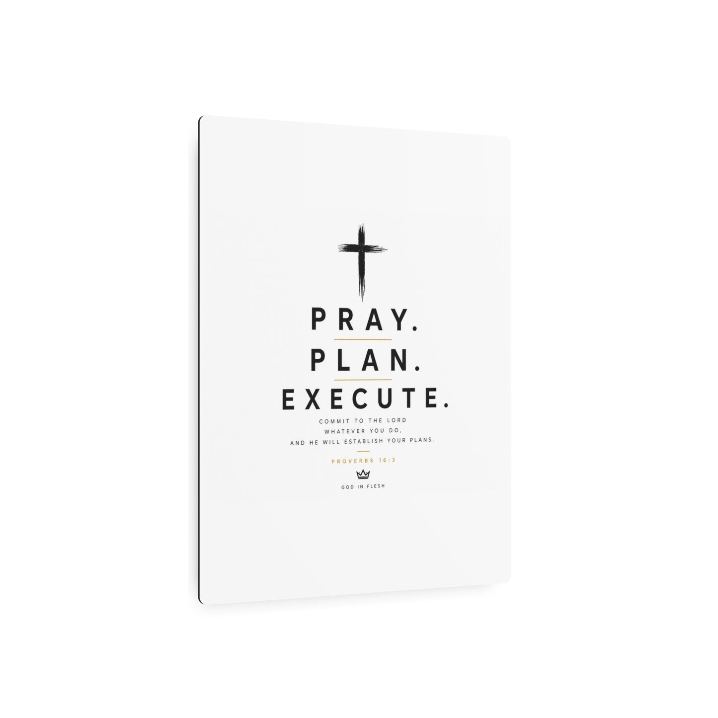 Pray. Plan. Execute. Metal Wall Sign — Inspirational Christian Home Decor