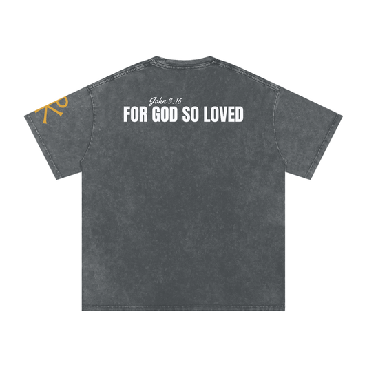 For God So Loved God in Flesh Christian t-shirt, Pirate Gray, back with John 3:16