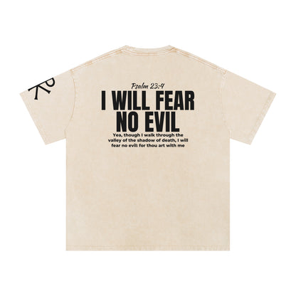 I Will Fear No Evil God in Flesh Christian t-shirt, Apricot, back with Psalm 23:4