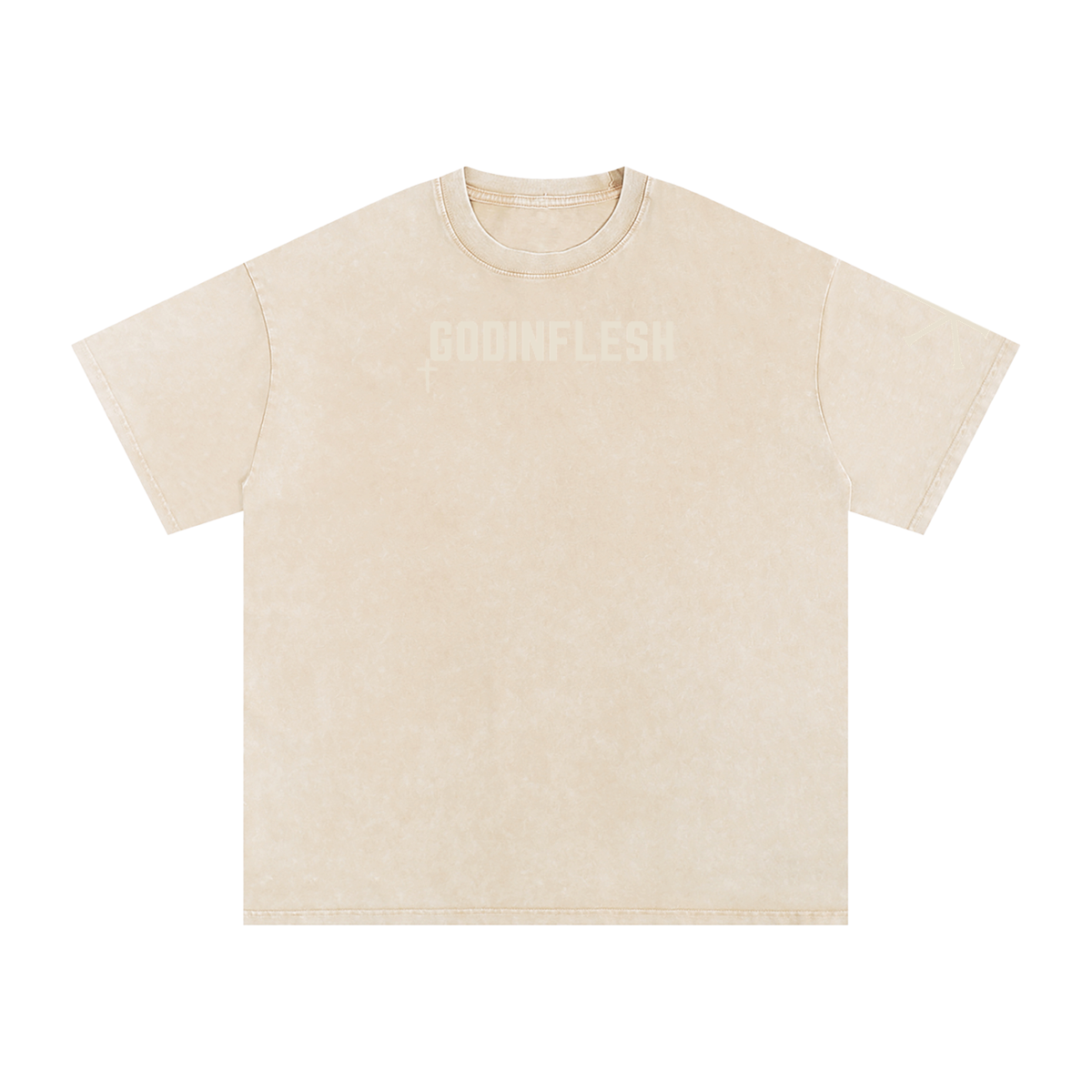 Faith Over Fear God in Flesh Christian t-shirt, Apricot, back with Mark 5:36