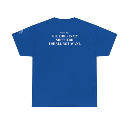 GodinFlesh Psalm 23 Tee – “The Lord Is My Shepherd, I Shall Not Want” Christian T‑Shirt