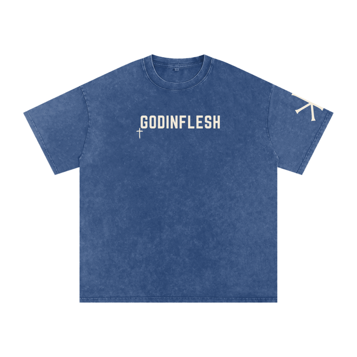 Salt & Light God in Flesh Christian t-shirt, Dark Blue, front with Matthew 5:13-14