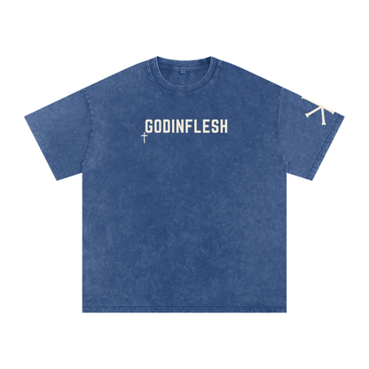Salt & Light God in Flesh Christian t-shirt, Dark Blue, front with Matthew 5:13-14