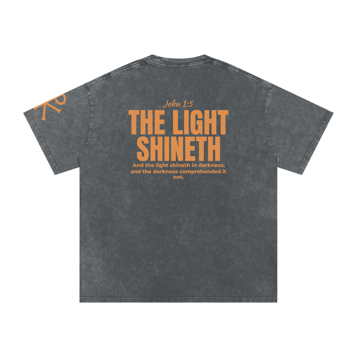 The Light Shineth God in Flesh Christian t-shirt, Pirate Gray, back with John 1:5