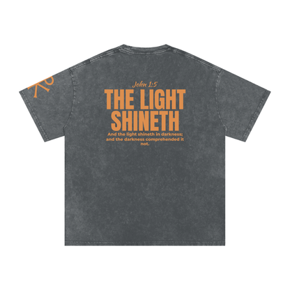 The Light Shineth God in Flesh Christian t-shirt, Pirate Gray, back with John 1:5
