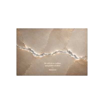 Metal Art Sign — Isaiah 40:31 Inspirational Wall Plaque, Neutral Marble Crack Design