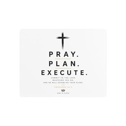 Pray. Plan. Execute. Metal Wall Sign — Inspirational Christian Home Decor