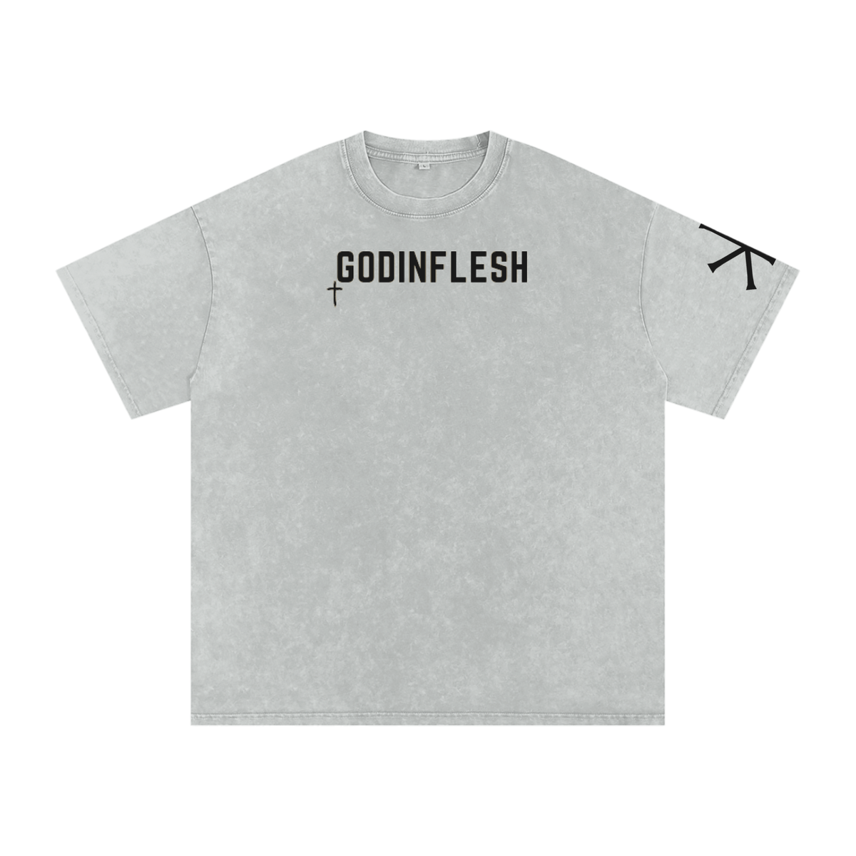 Safe in His Hands God in Flesh Christian t-shirt, Light Gray, front with John 10:28